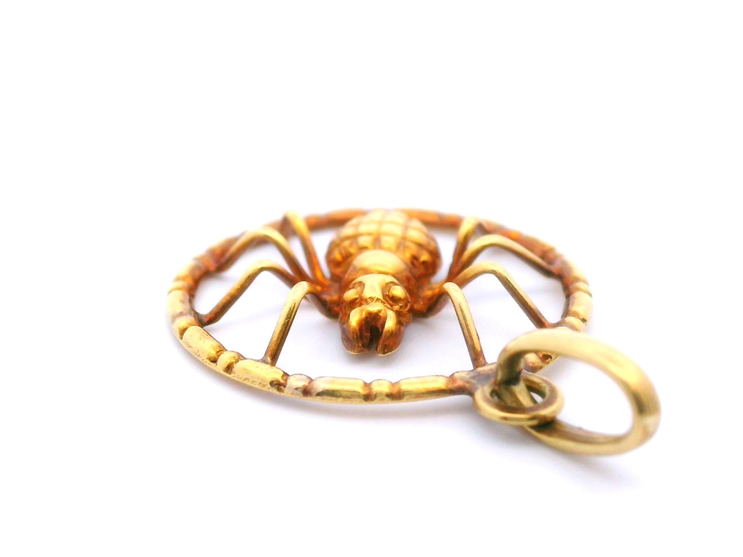 Vintage 8k Yellow Gold Spider Charm/Pendant For Sale 3