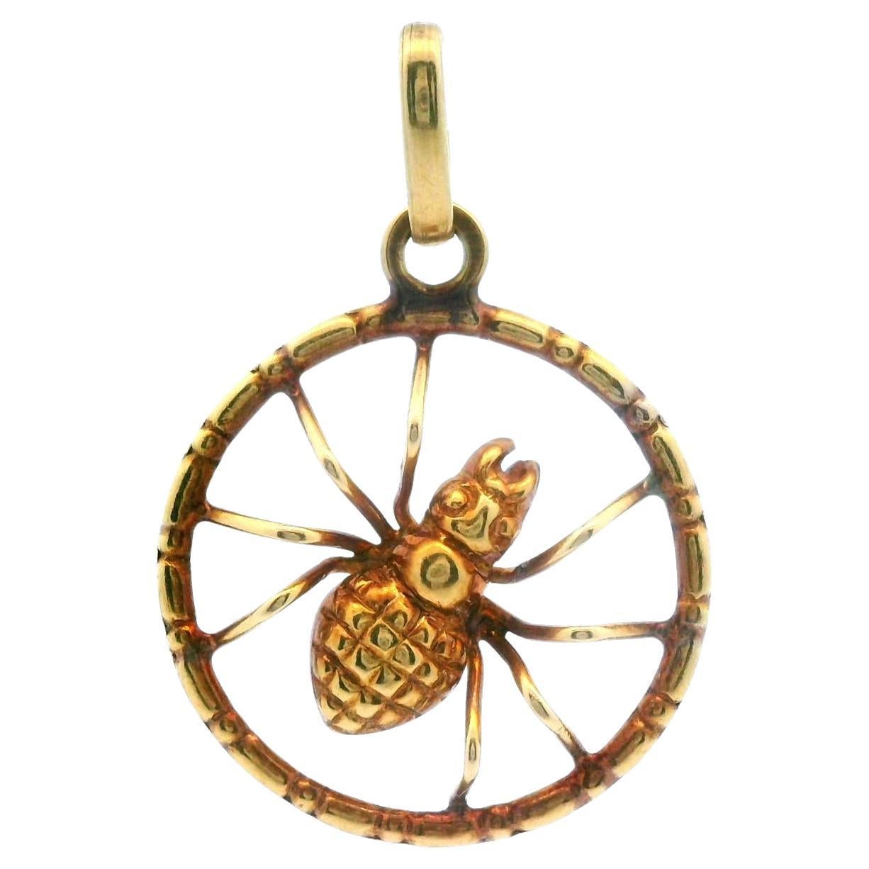 Vintage 8k Yellow Gold Spider Charm/Pendant For Sale