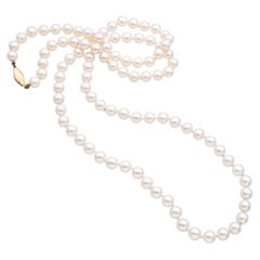 Vintage 8mm Pearl Necklace with 14k Yellow Gold Clasp