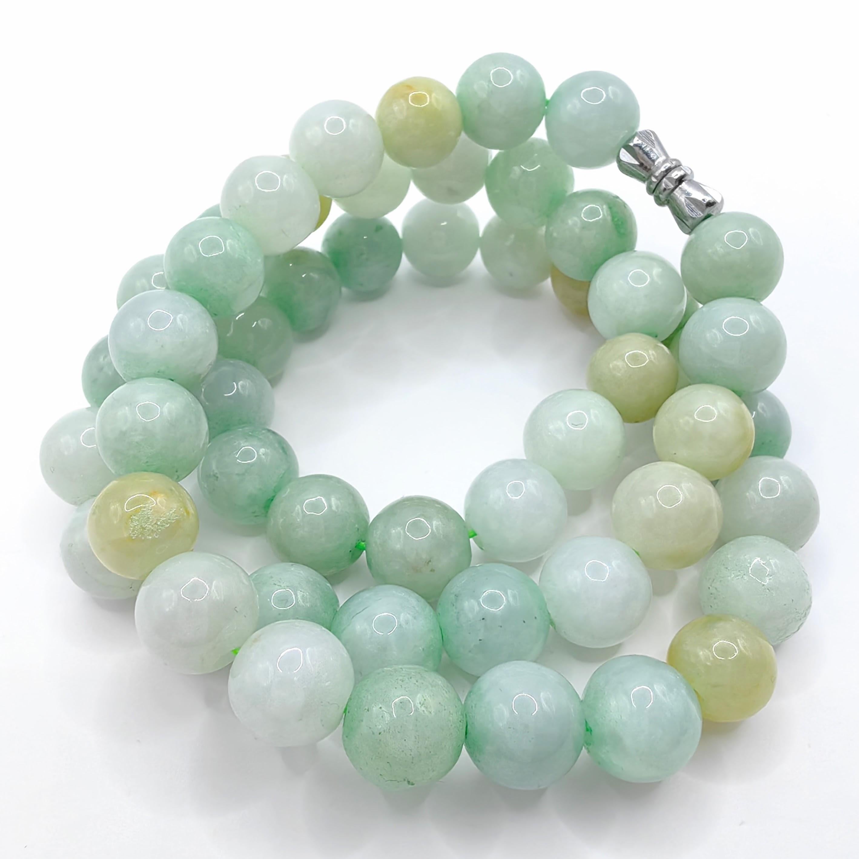 Perlina Collana vintage di perle di giada birmana verde Greene & Greene Greene da 9 & 19 mm
