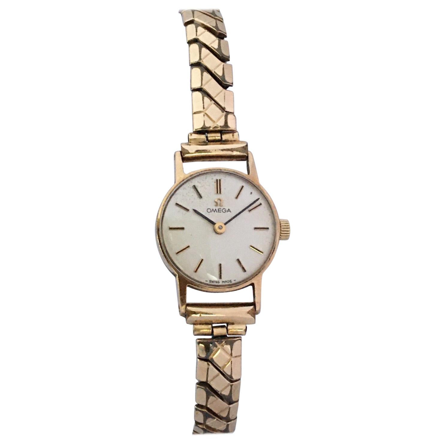 Vintage 9 Carat Gold 1960s Omega Ladies Mechanical Wristwatch
