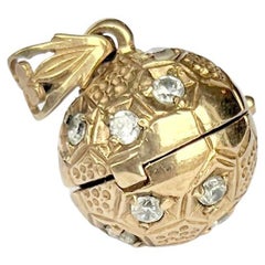 Vintage 9 Carat Gold and Diamond Football Pendant