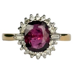 Vintage 9 Carat Gold and Platinum Ruby and Diamond Cluster Ring