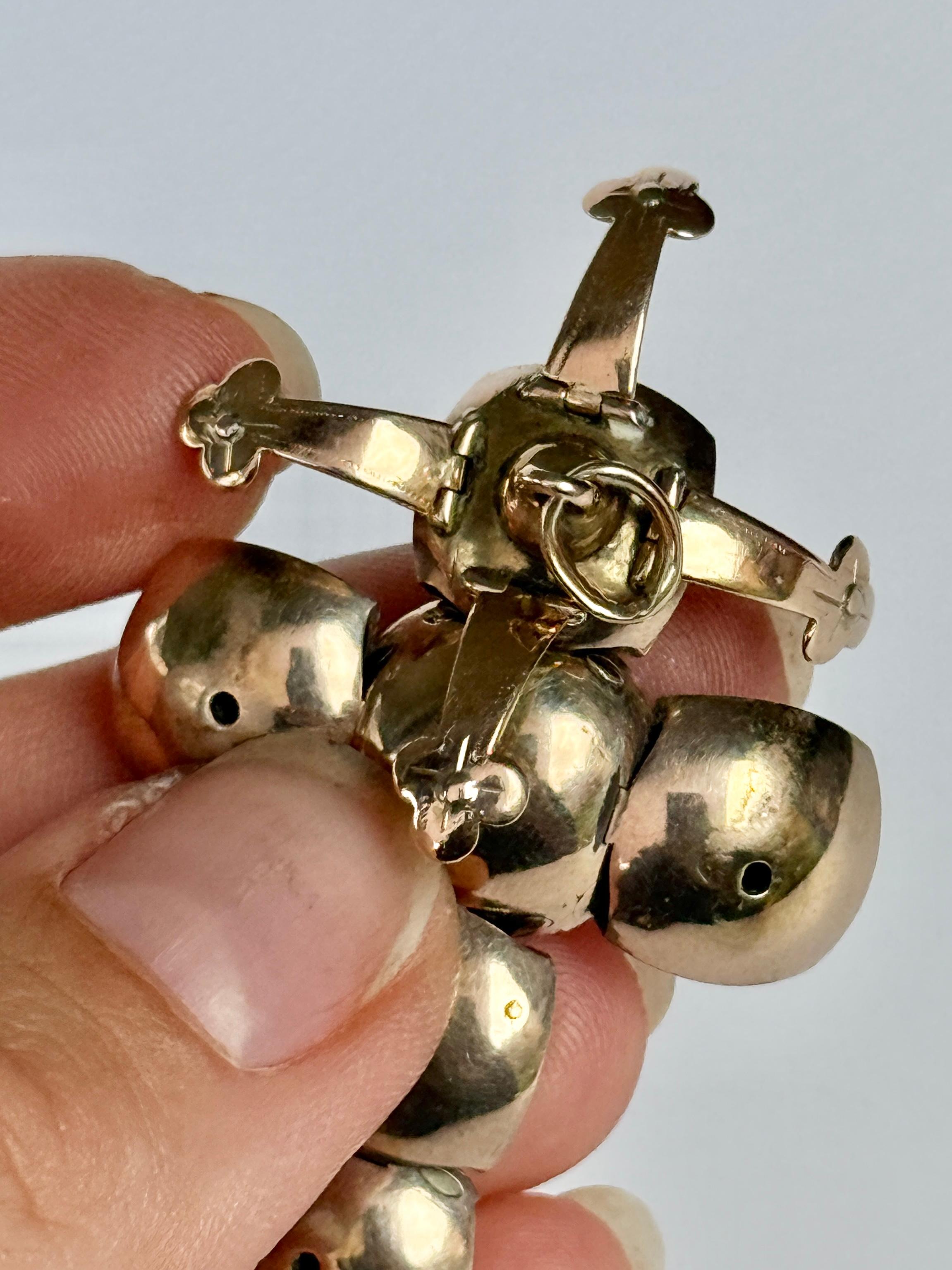 Vintage 9 Carat Gold and Silver Masonic Orb Pendant In Good Condition For Sale In Chipping Campden, GB