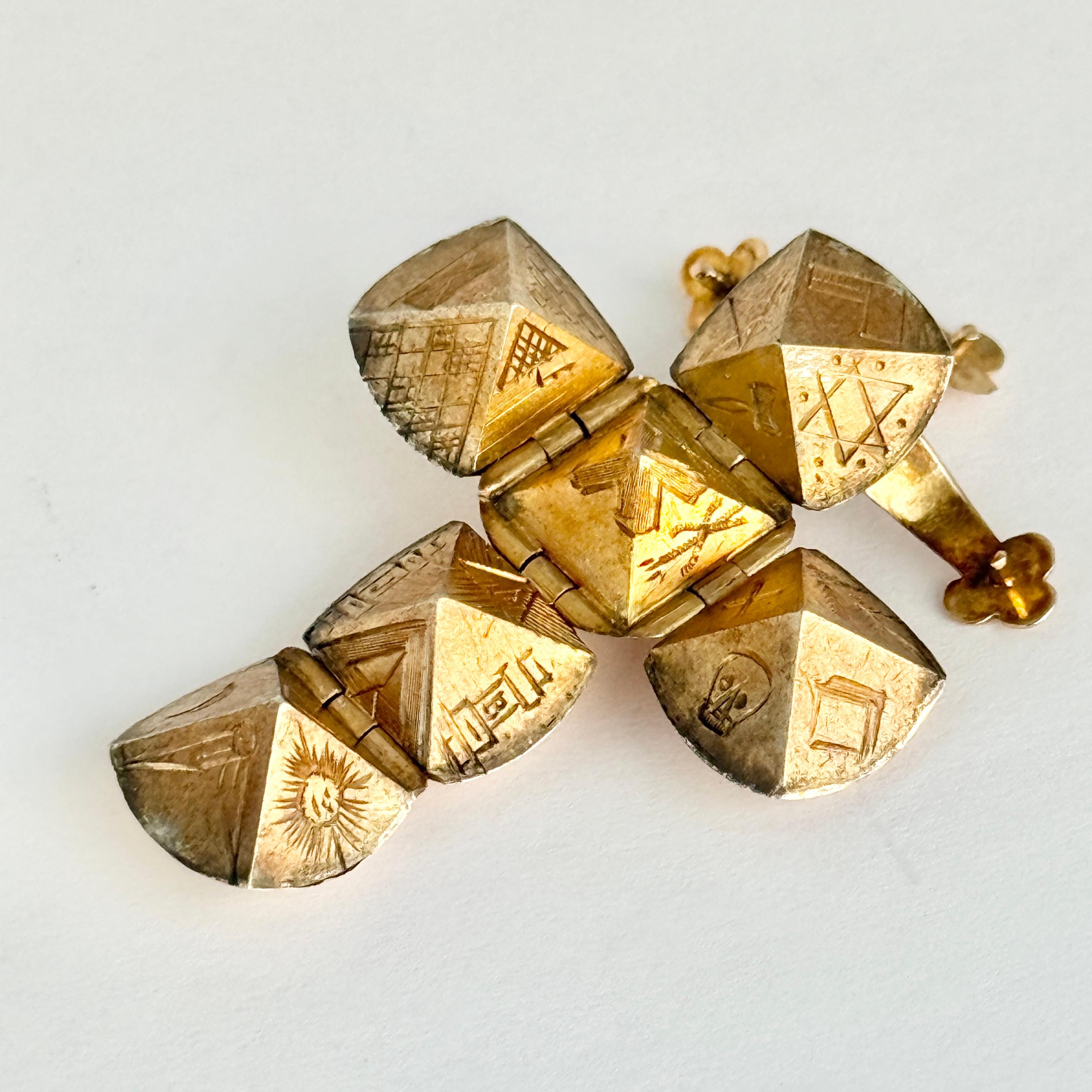 Ciondolo massonico d'epoca in oro e argento a 9 carati In condizioni buone in vendita a Chipping Campden, GB