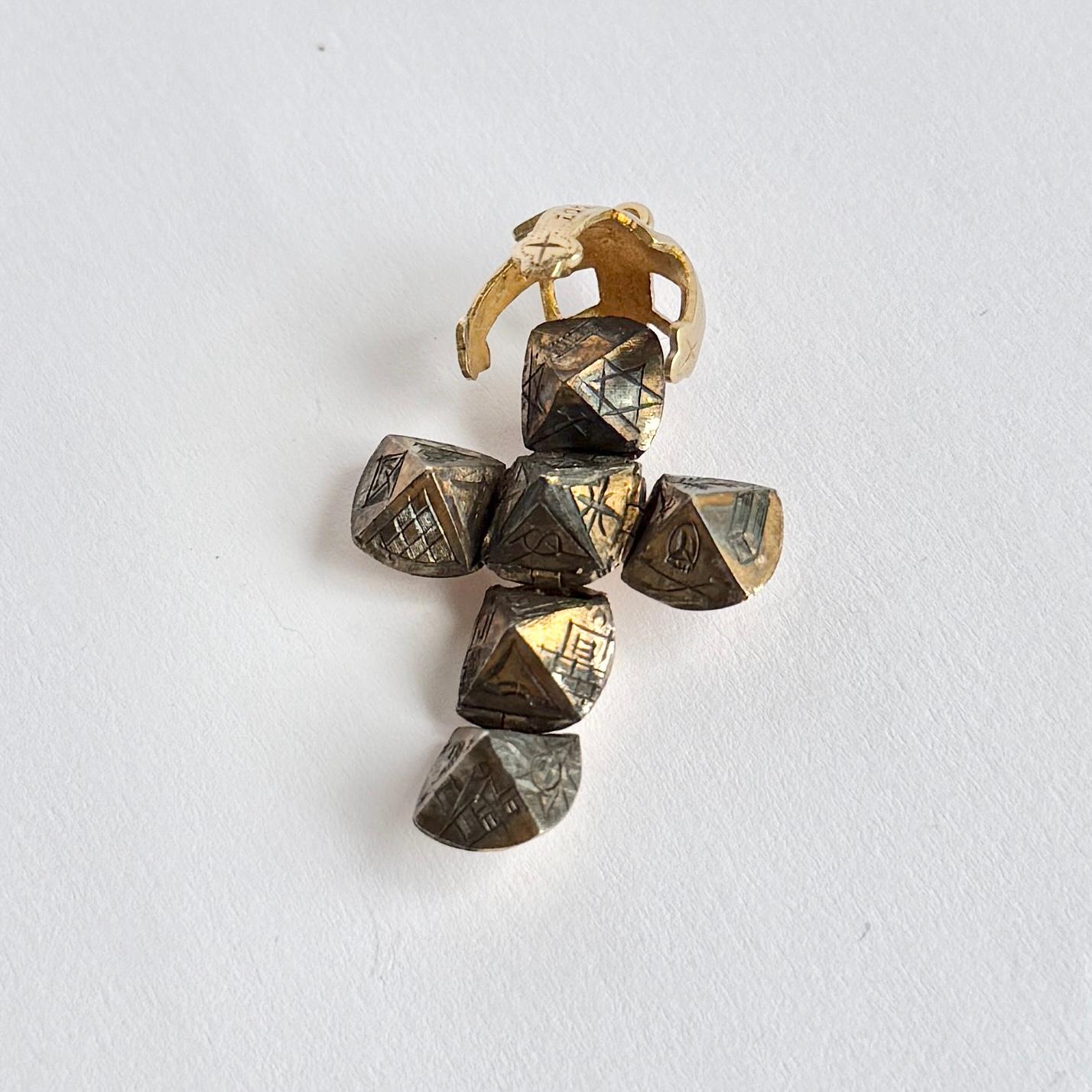 da uomo o donna Ciondolo massonico d'epoca in oro e argento a 9 carati in vendita