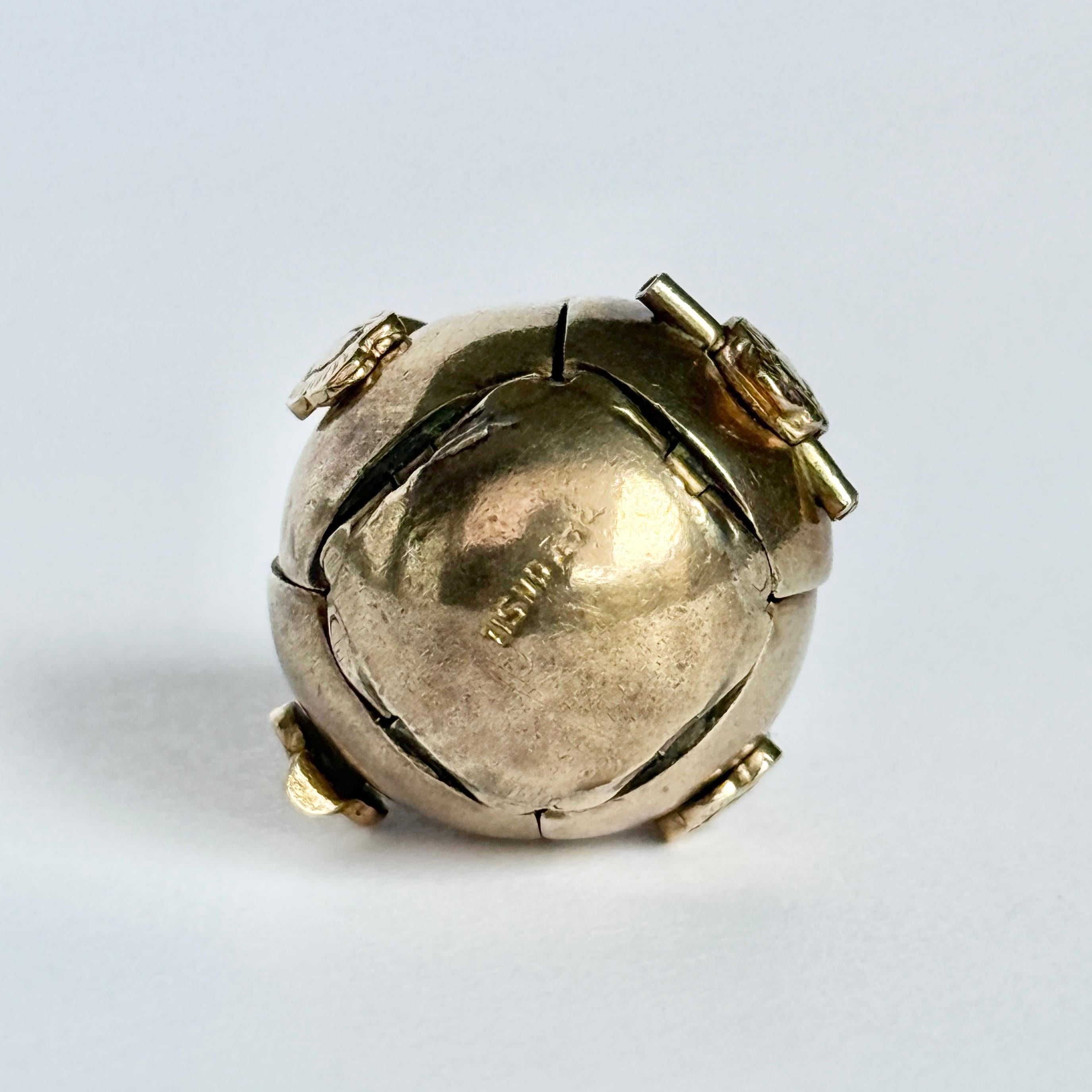 Women's or Men's Vintage 9 Carat Gold and Silver Masonic Orb Pendant For Sale