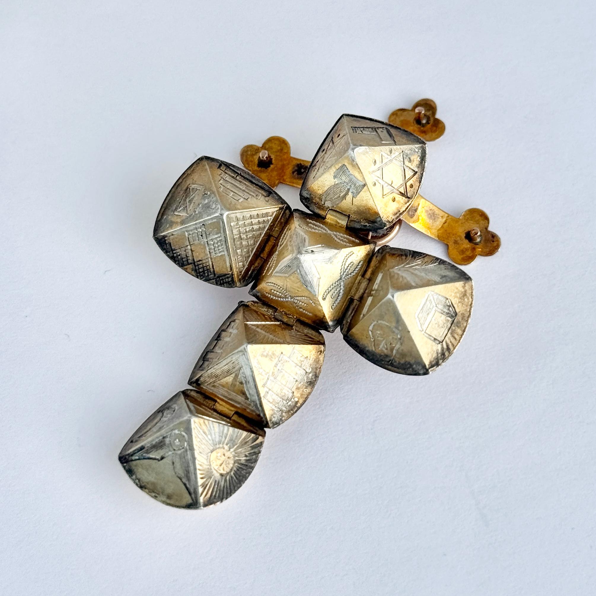 da uomo o donna Ciondolo massonico d'epoca in oro e argento a 9 carati in vendita