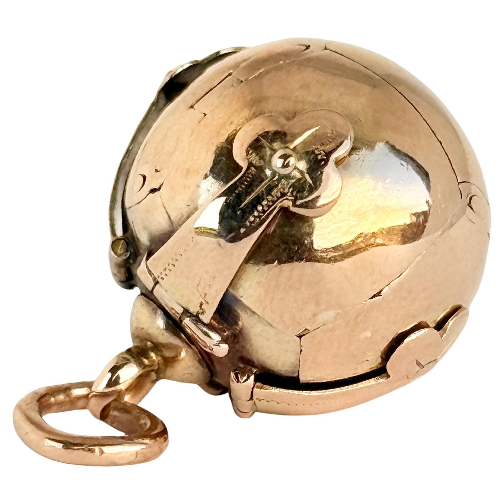 Vintage 9 Carat Gold and Silver Masonic Orb Pendant