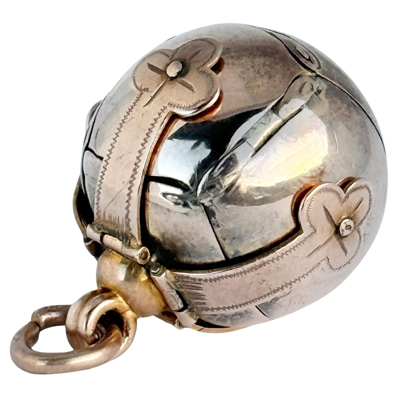 Vintage 9 Carat Gold and Silver Masonic Orb Pendant