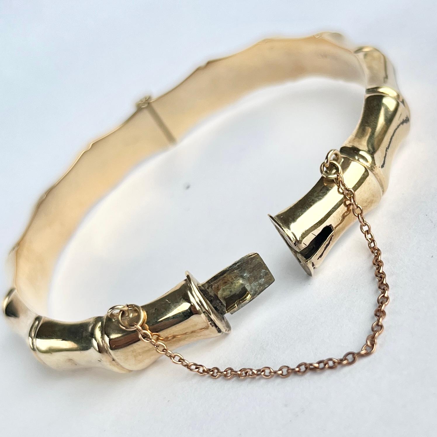 Bangle di bambù in oro 9 carati vintage In condizioni buone in vendita a Chipping Campden, GB