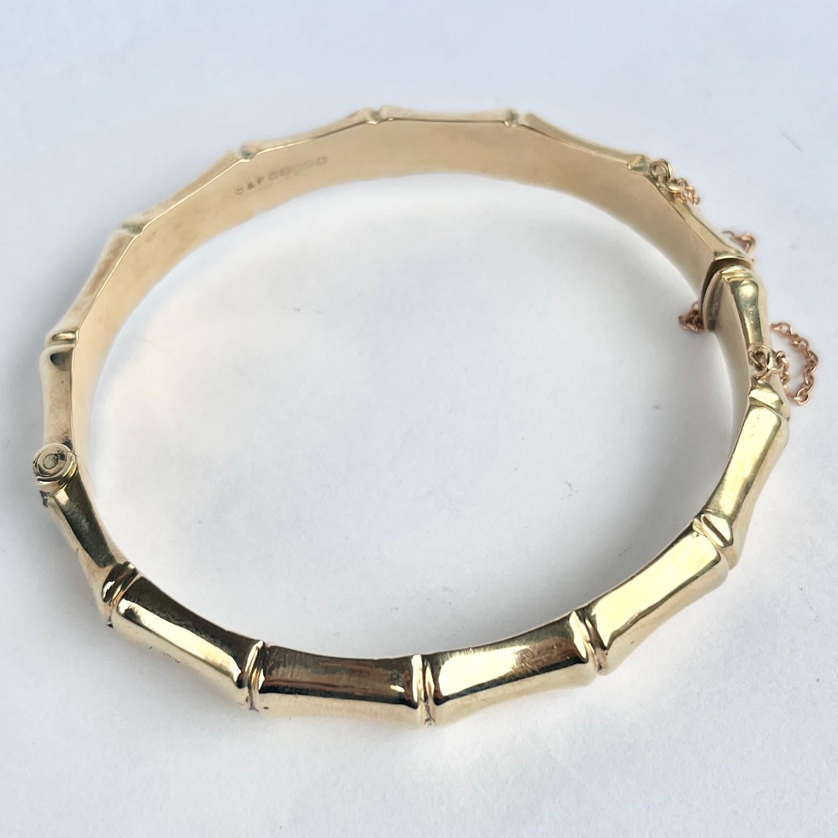 Bangle di bambù in oro 9 carati vintage in vendita 1