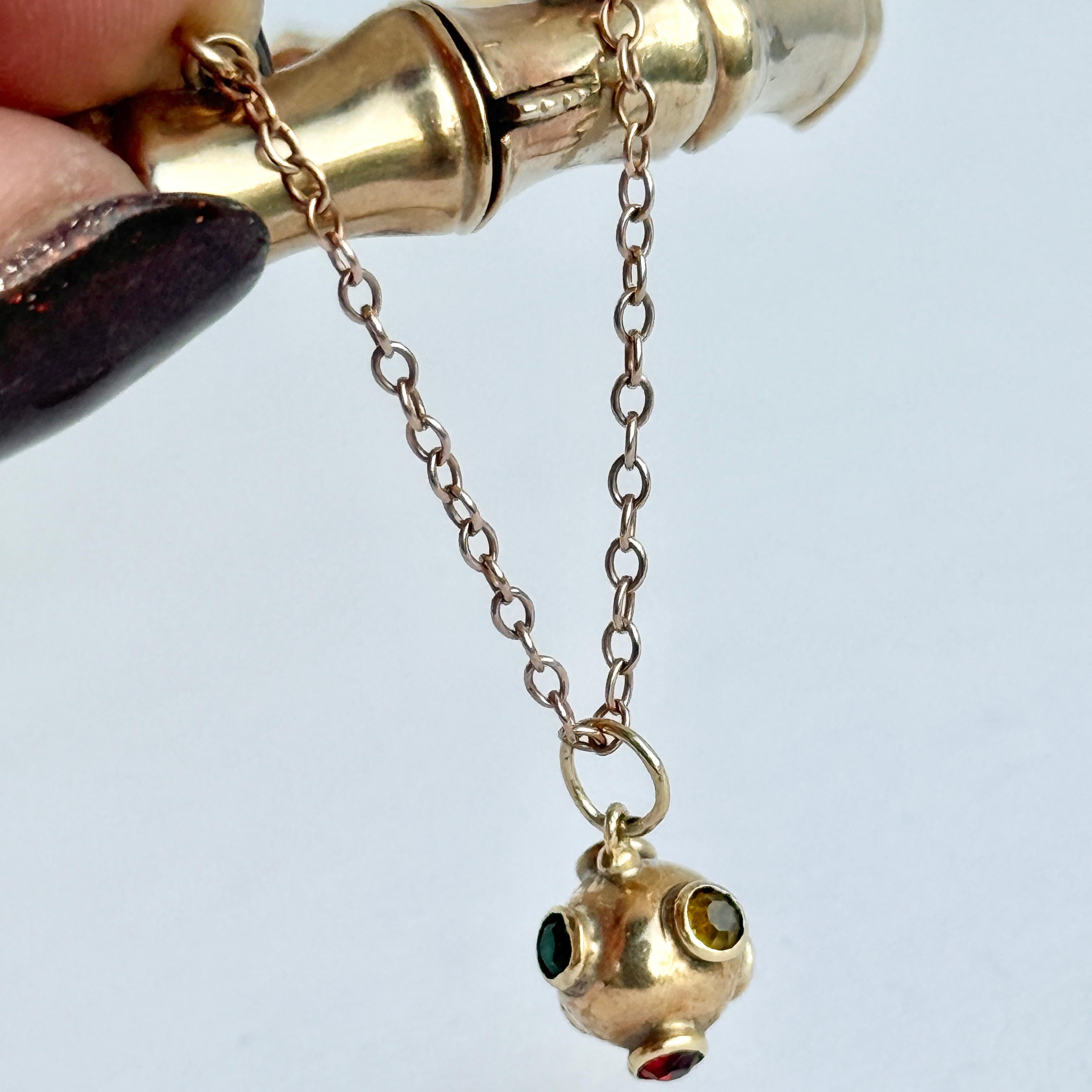 Bangle di bambù d'epoca in oro 9 carati con charm Sputnik In condizioni buone in vendita a Chipping Campden, GB