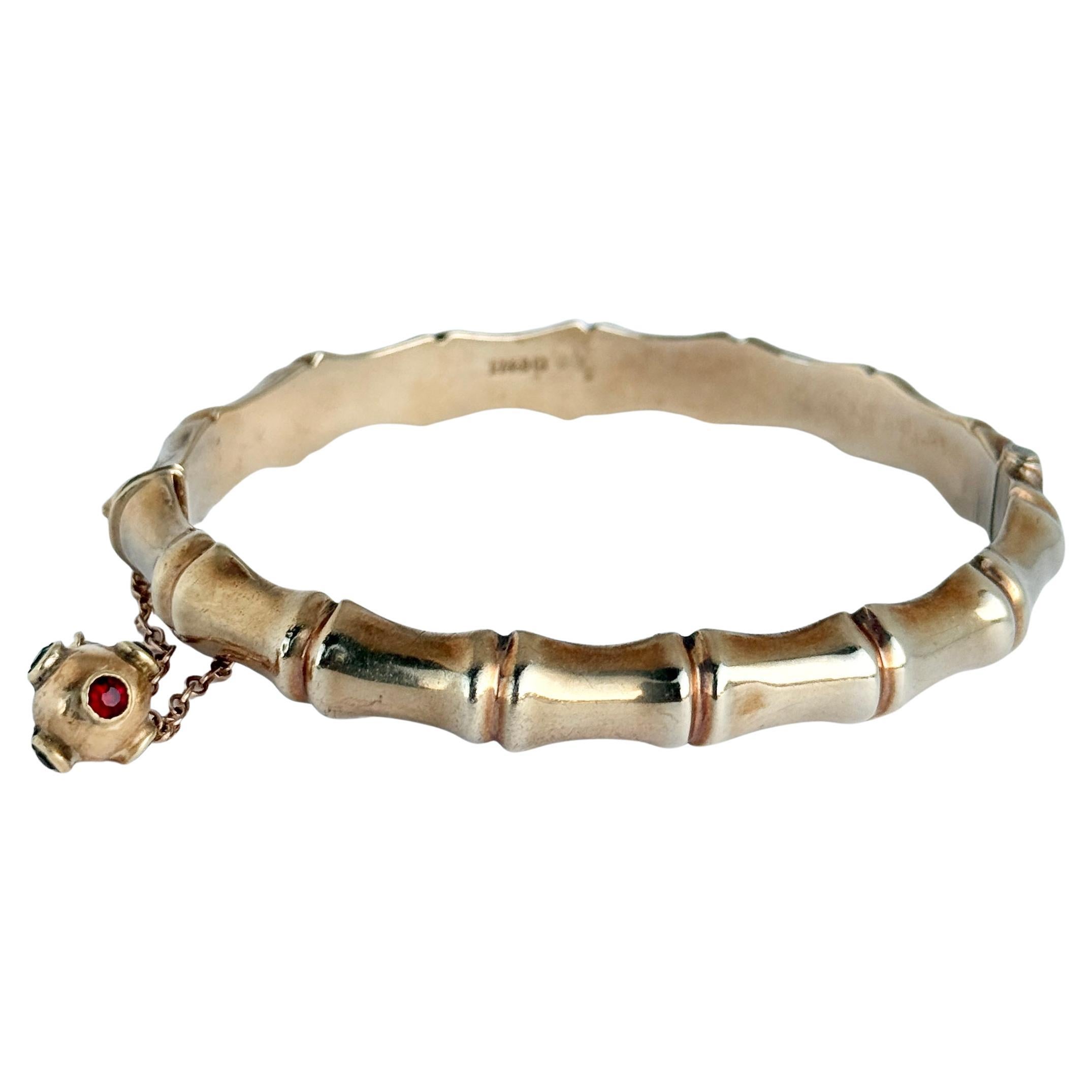 Bangle di bambù d
epoca in oro 9 carati con charm Sputnik
