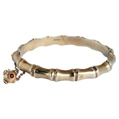 Vintage 9 Carat Gold Bamboo Bangle With Sputnik Charm