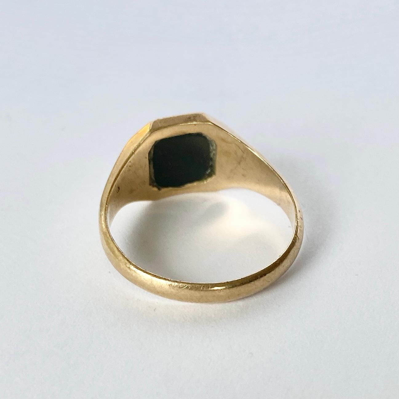 Women's or Men's Vintage 9 Carat Gold Bloodstone Signet Ring