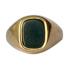 Vintage 9 Carat Gold Bloodstone Signet Ring