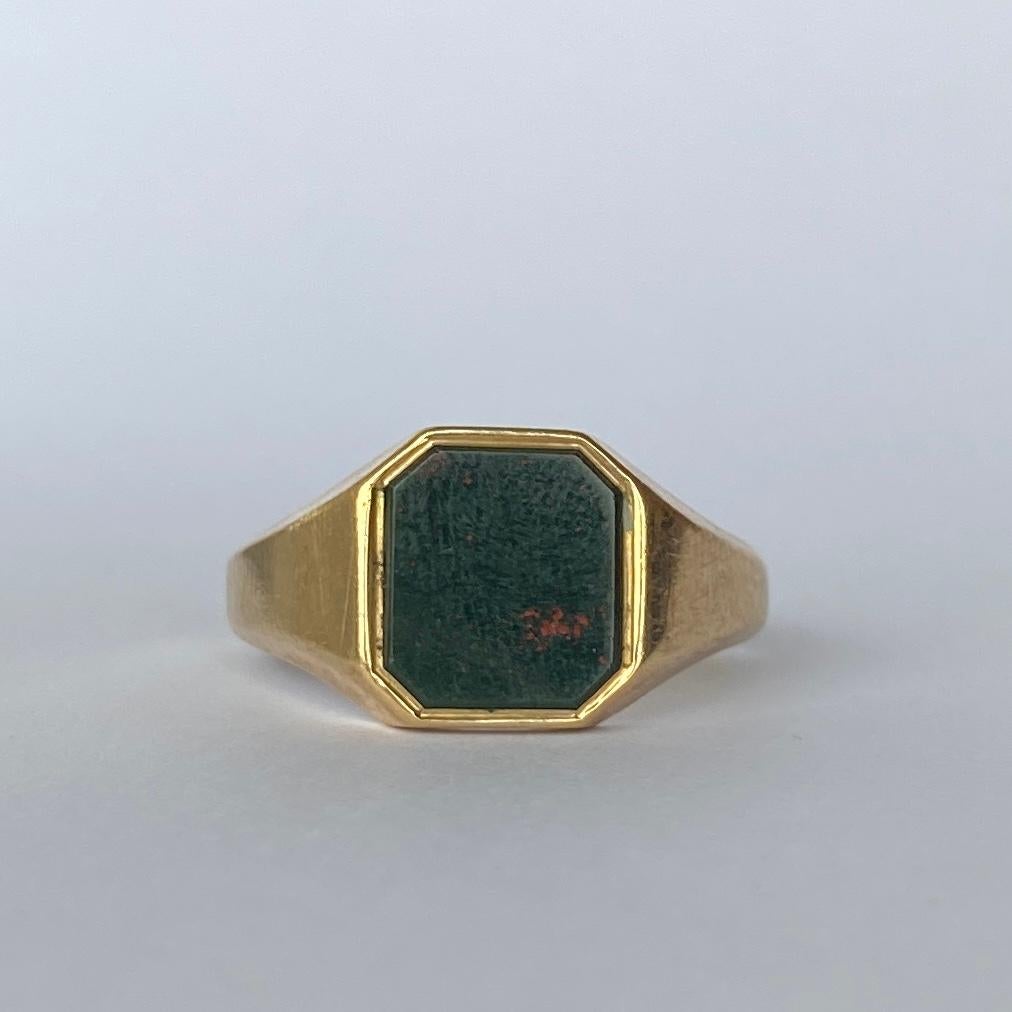 Vintage 9 Carat Gold Bloodstone Signet Ring