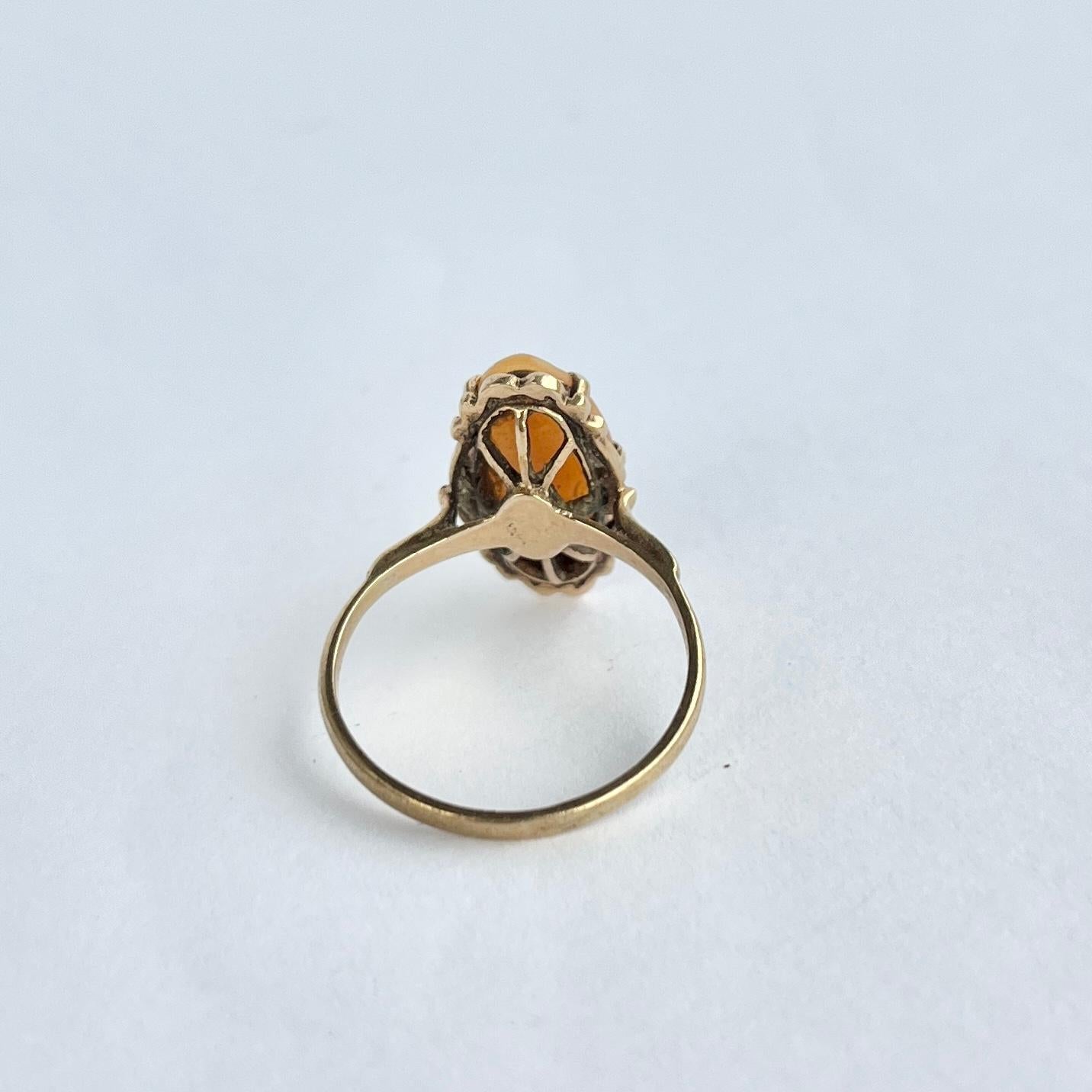 Cameo-Ring aus 9 Karat Gold, Vintage 1