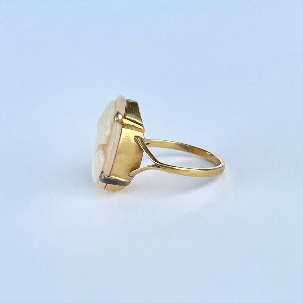 Anello cammeo in oro 9 carati vintage in vendita 1