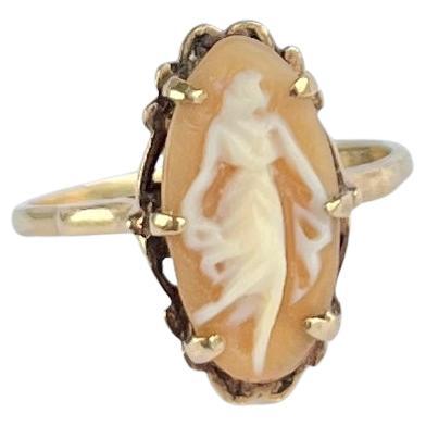 Vintage 9 Carat Gold Cameo Ring For Sale