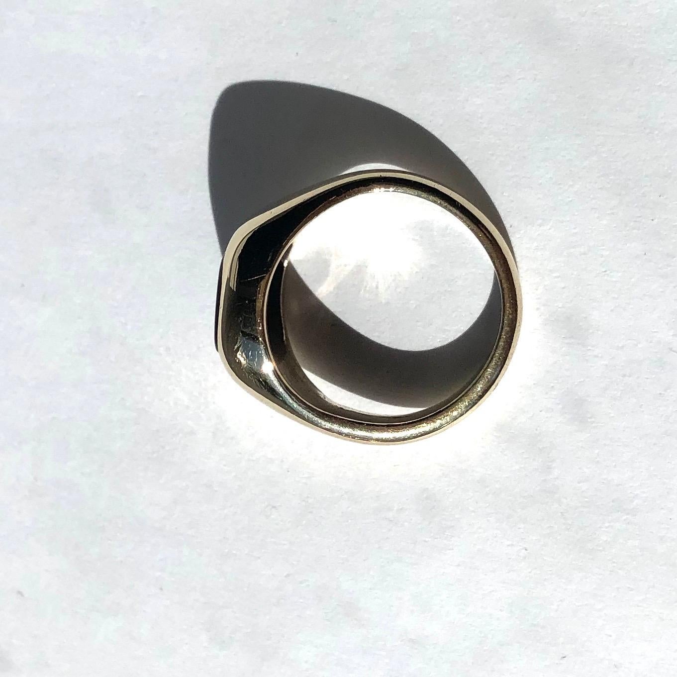 Oval Cut Vintage 9 Carat Gold Carnelian Signet Ring