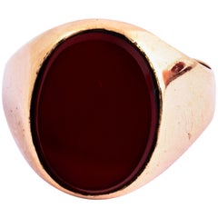 Vintage 9 Carat Gold Carnelian Signet Ring