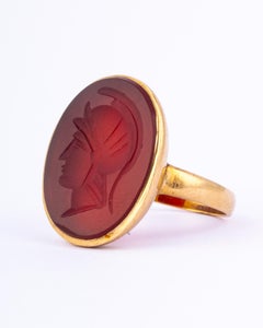 Vintage 9 Carat Gold Carved Intaglio Signet Ring