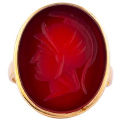 Vintage 9 Carat Gold Carved Intaglio Signet Ring