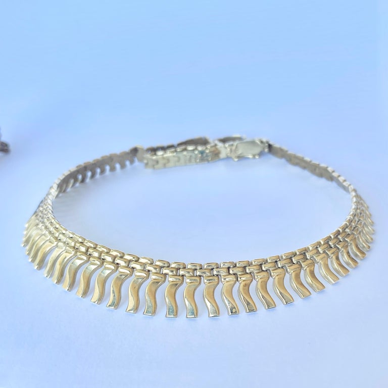 Vintage 9 Carat Gold Chain Collar Necklace at 1stDibs