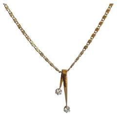 Vintage 9 Carat Gold Chain With Diamond Pendant