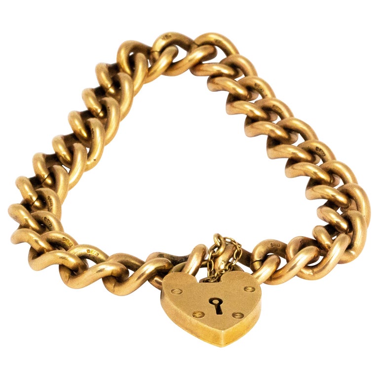 Vintage 9 Carat Gold Curb Link Bracelet at 1stDibs