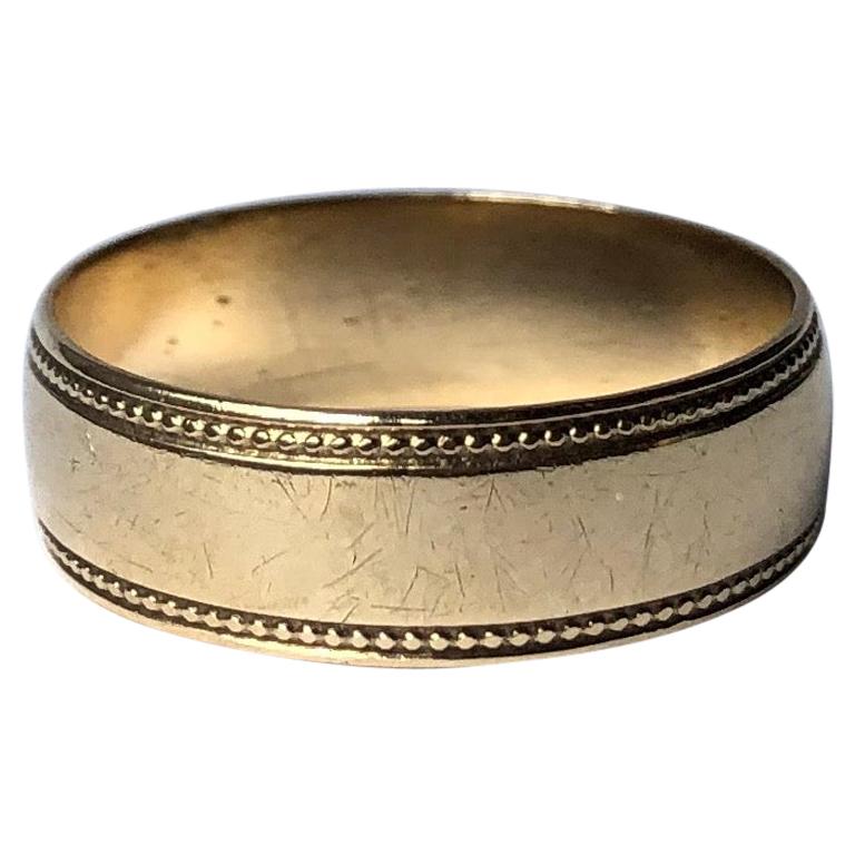 Vintage 9 Carat Gold Decorative Band For Sale