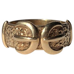 Retro 9 Carat Gold Double Buckle Gold Band