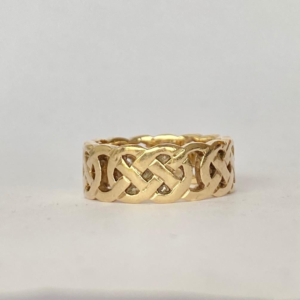 Modern Vintage 9 Carat Gold Fancy Band For Sale