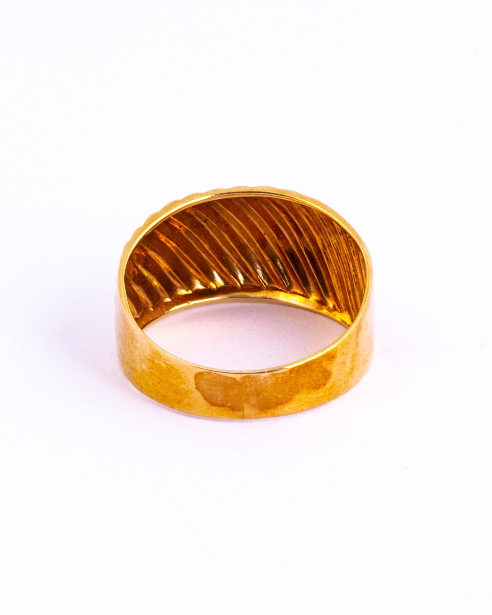 Modern Vintage 9 Carat Gold Fancy Band For Sale
