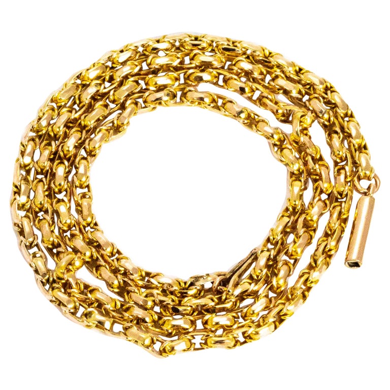 Vintage 9 Carat Gold Fancy Link Chain Necklace at 1stDibs