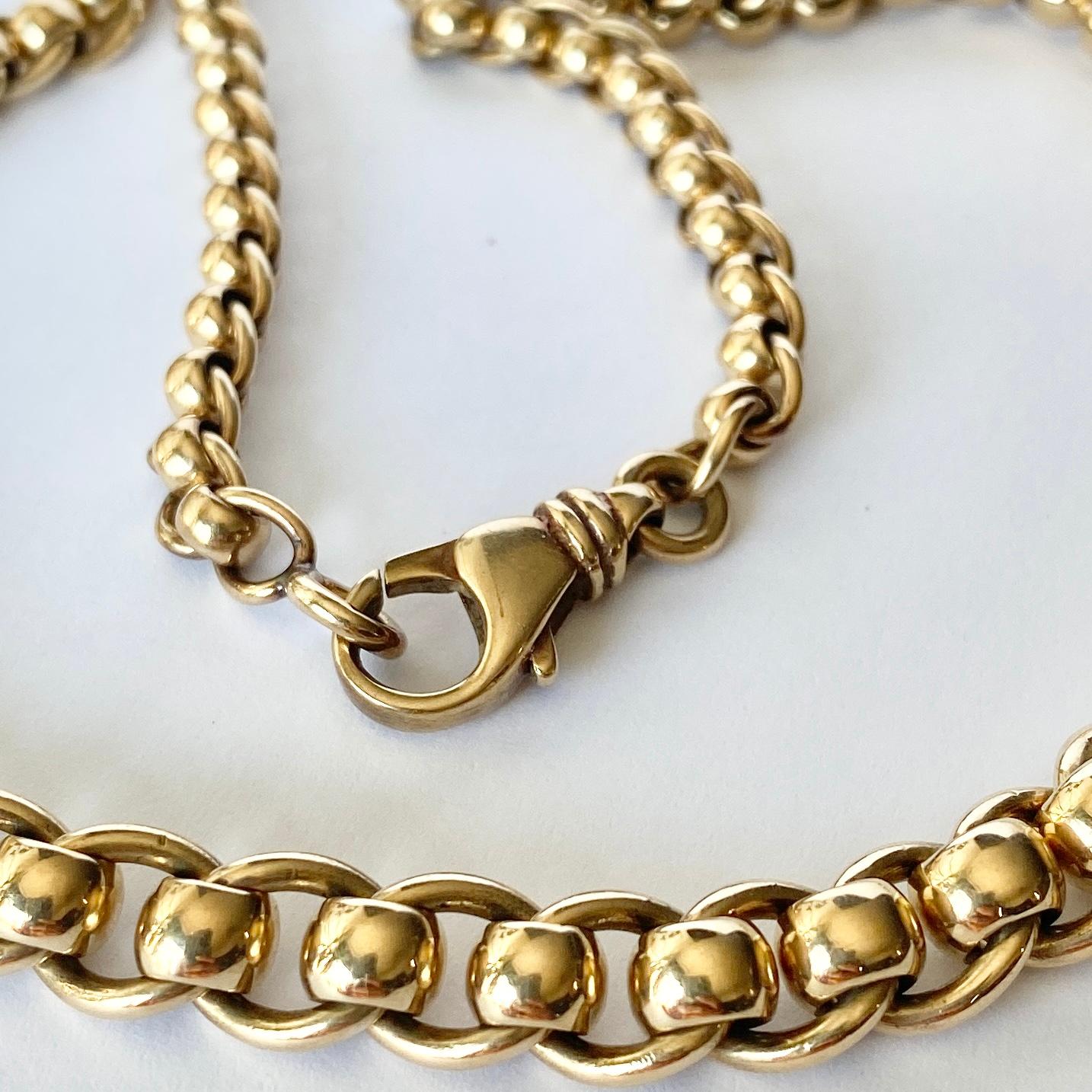 Moderne Vintage 9 Carat Gold Fancy Link Necklace en vente