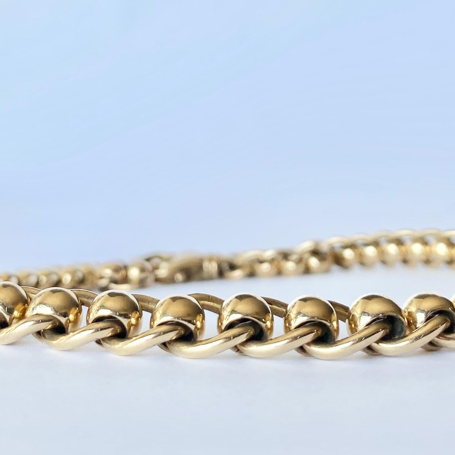 Vintage 9 Carat Gold Fancy Link Necklace Bon état - En vente à Chipping Campden, GB