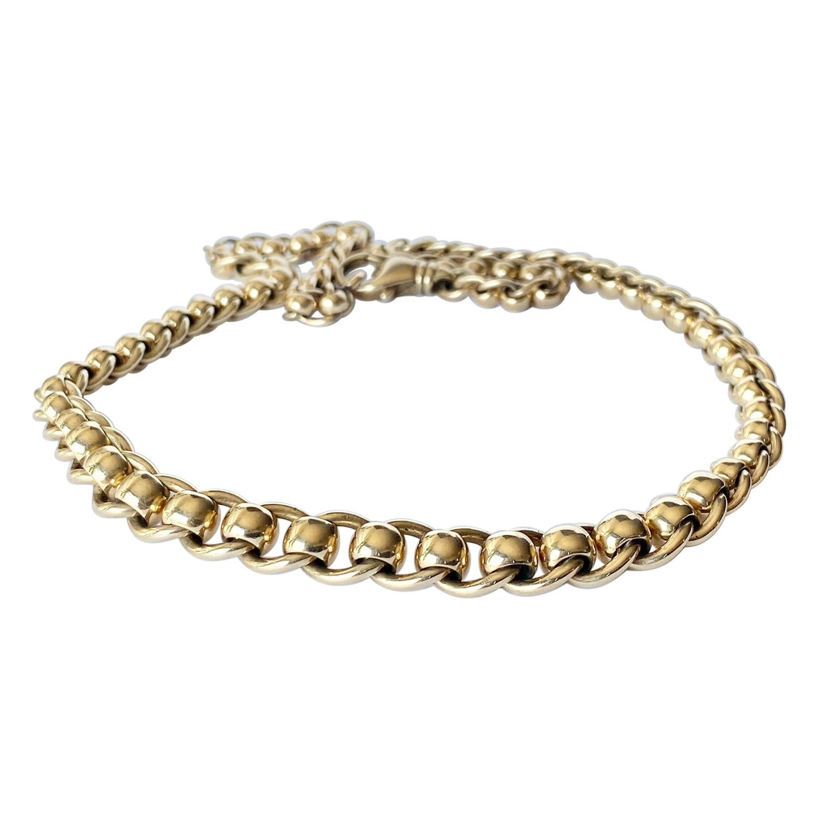 Vintage 9 Carat Gold Fancy Link Necklace en vente
