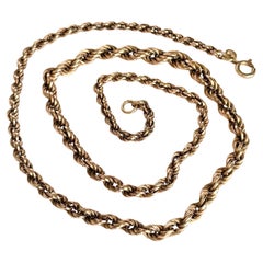 Vintage 9 Karat Gold abgestufte Seil-Gliederhalskette, gedrehtes Seil