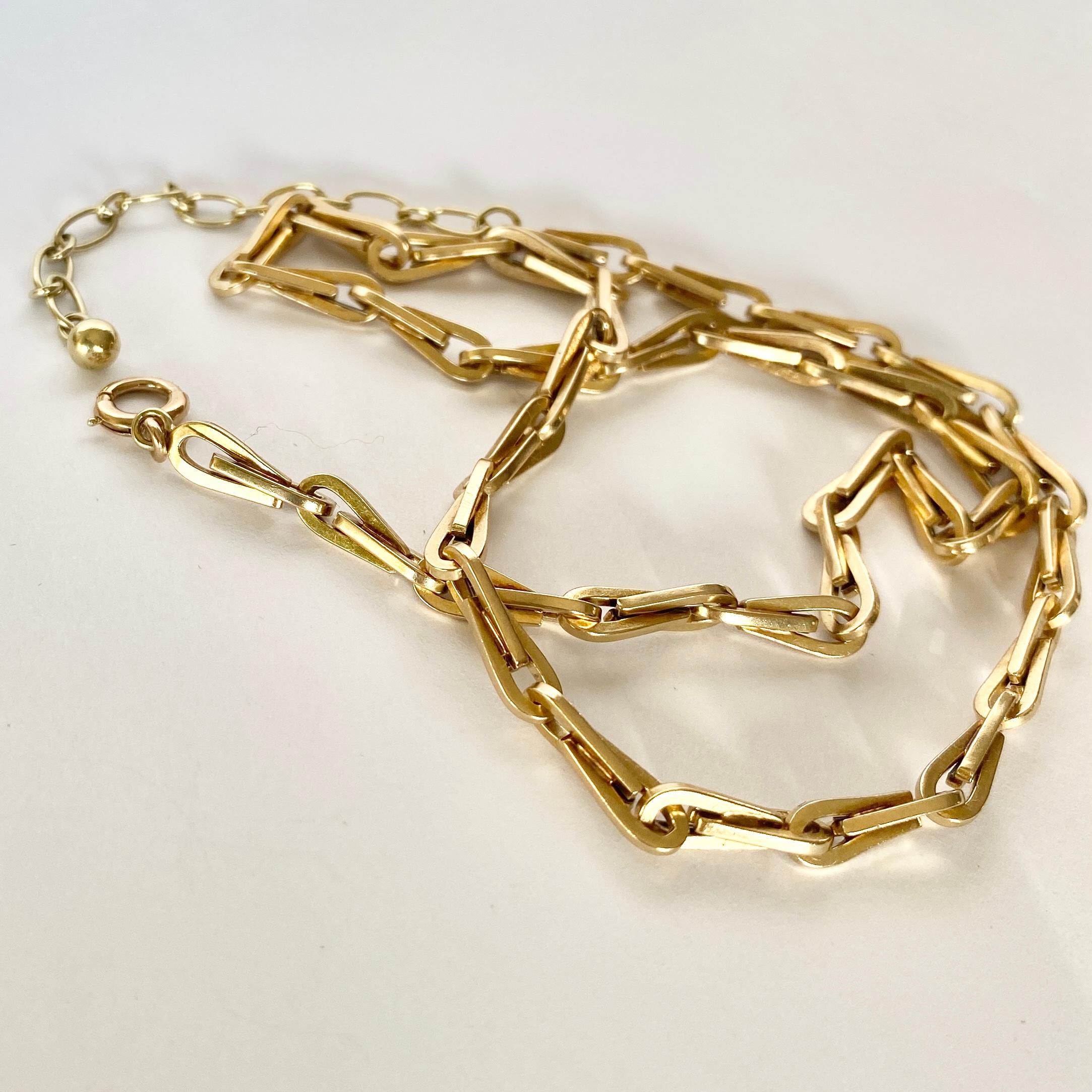 Vintage 9 Karat Gold Hayseed Link Halskette (Moderne)