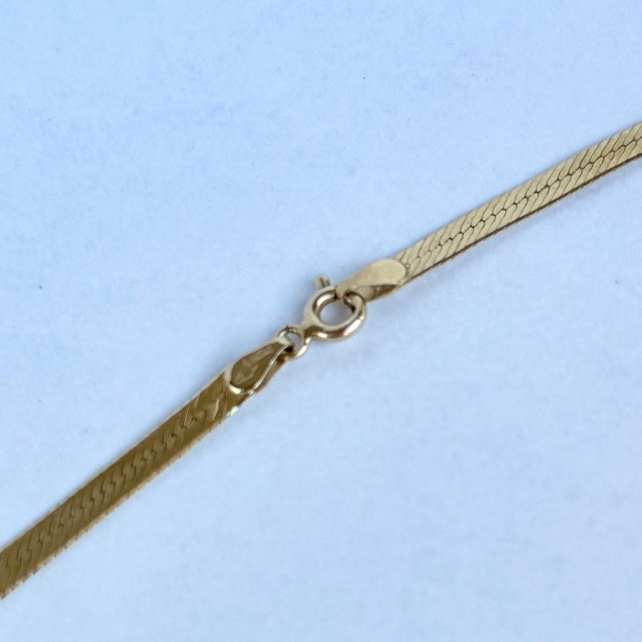Modern Vintage 9 Carat Gold Herringbone Link Necklace For Sale