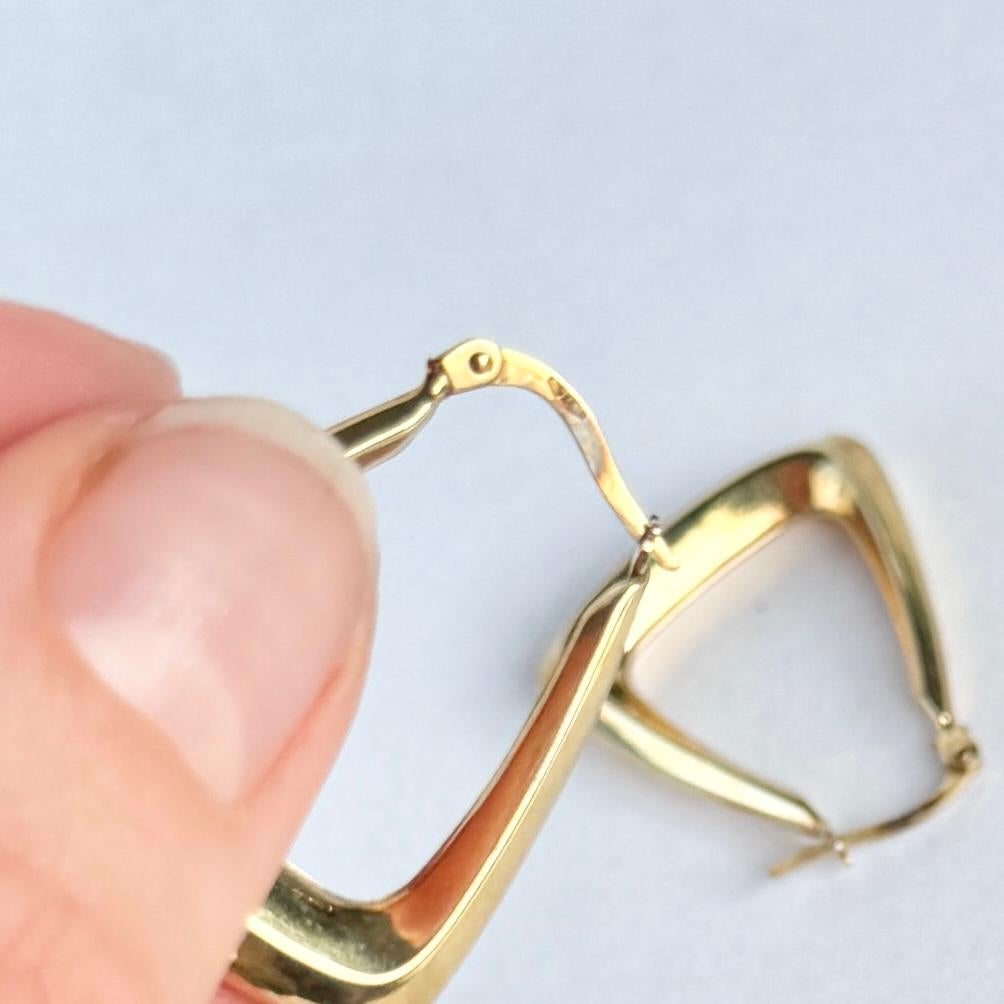 Vintage 9 Carat Gold Hoop Stud Earrings In Good Condition For Sale In Chipping Campden, GB