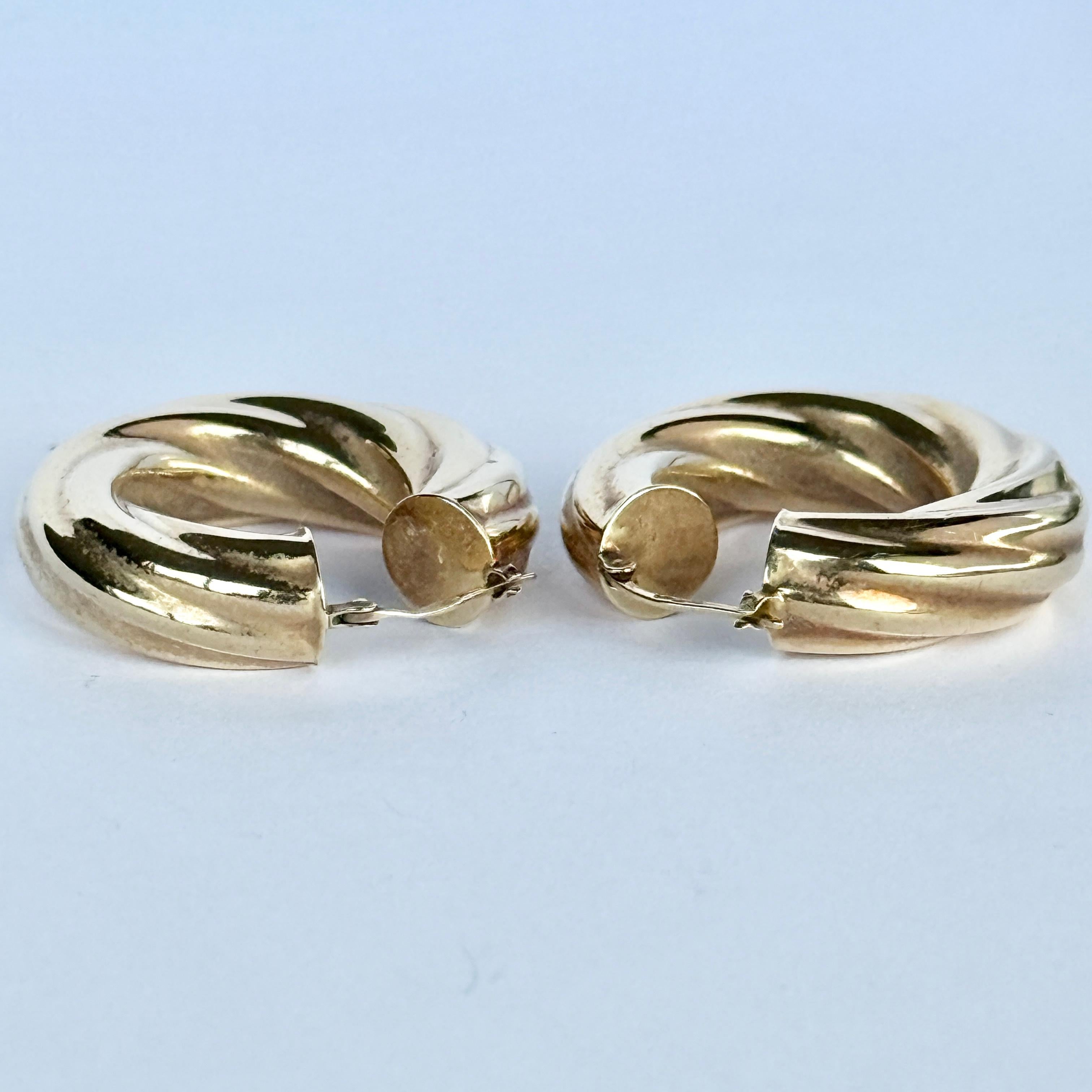 De las mujeres Pendientes de aro vintage de oro de 9 quilates en venta