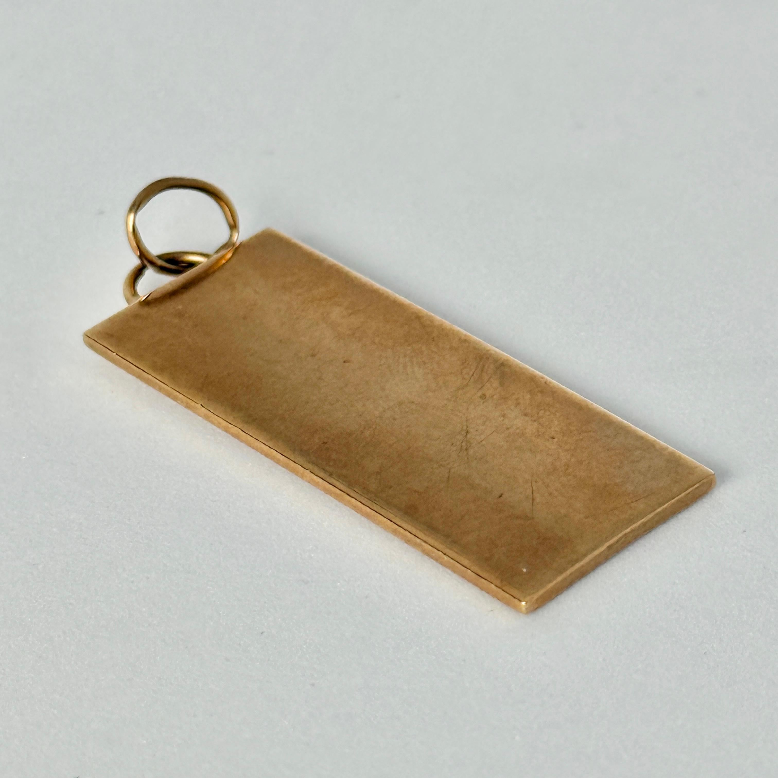 Vintage 9 Carat Gold Ingot Pendant In Good Condition For Sale In Chipping Campden, GB