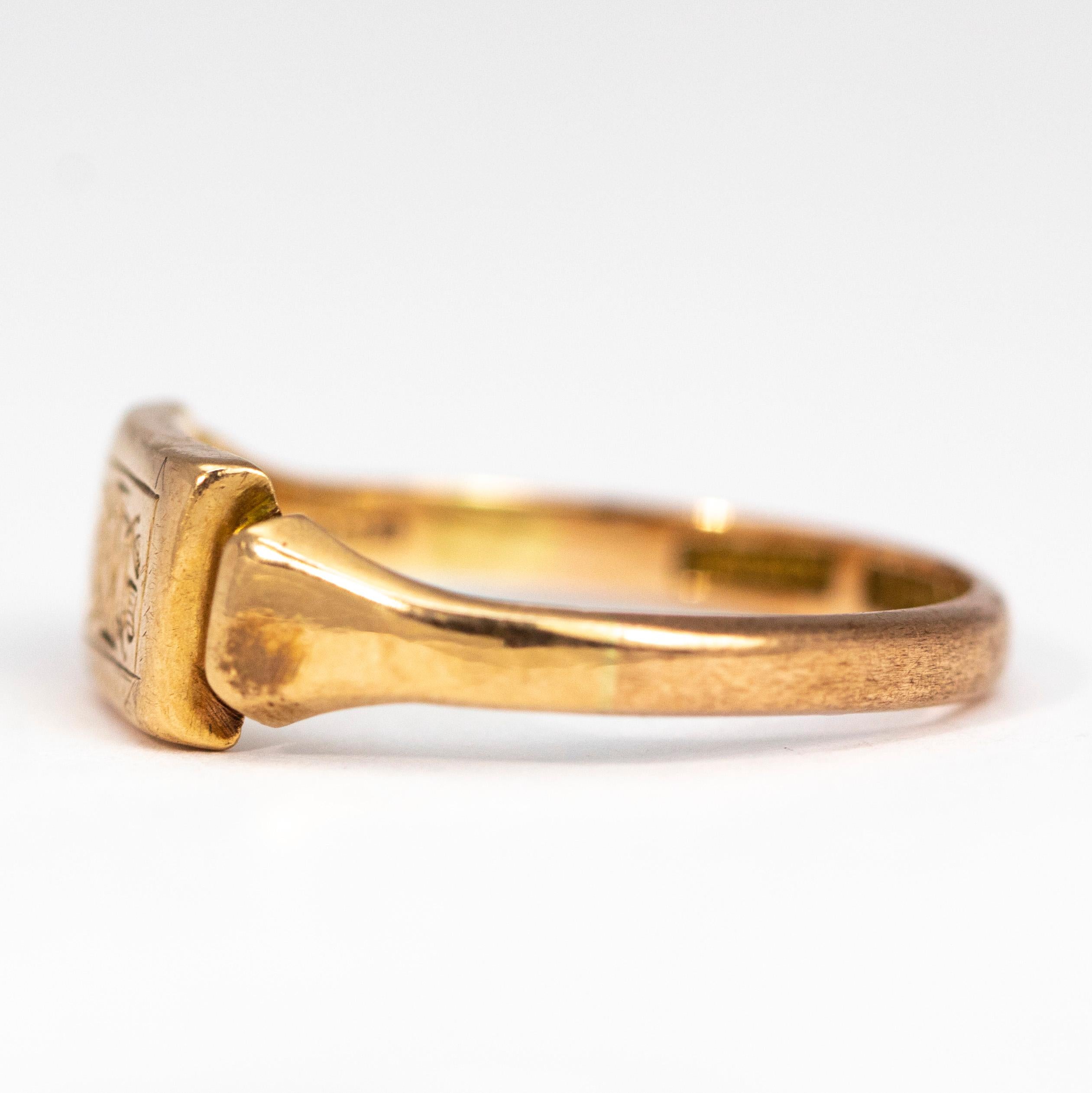 Modern Vintage 9 Carat Gold Initial Signet Ring