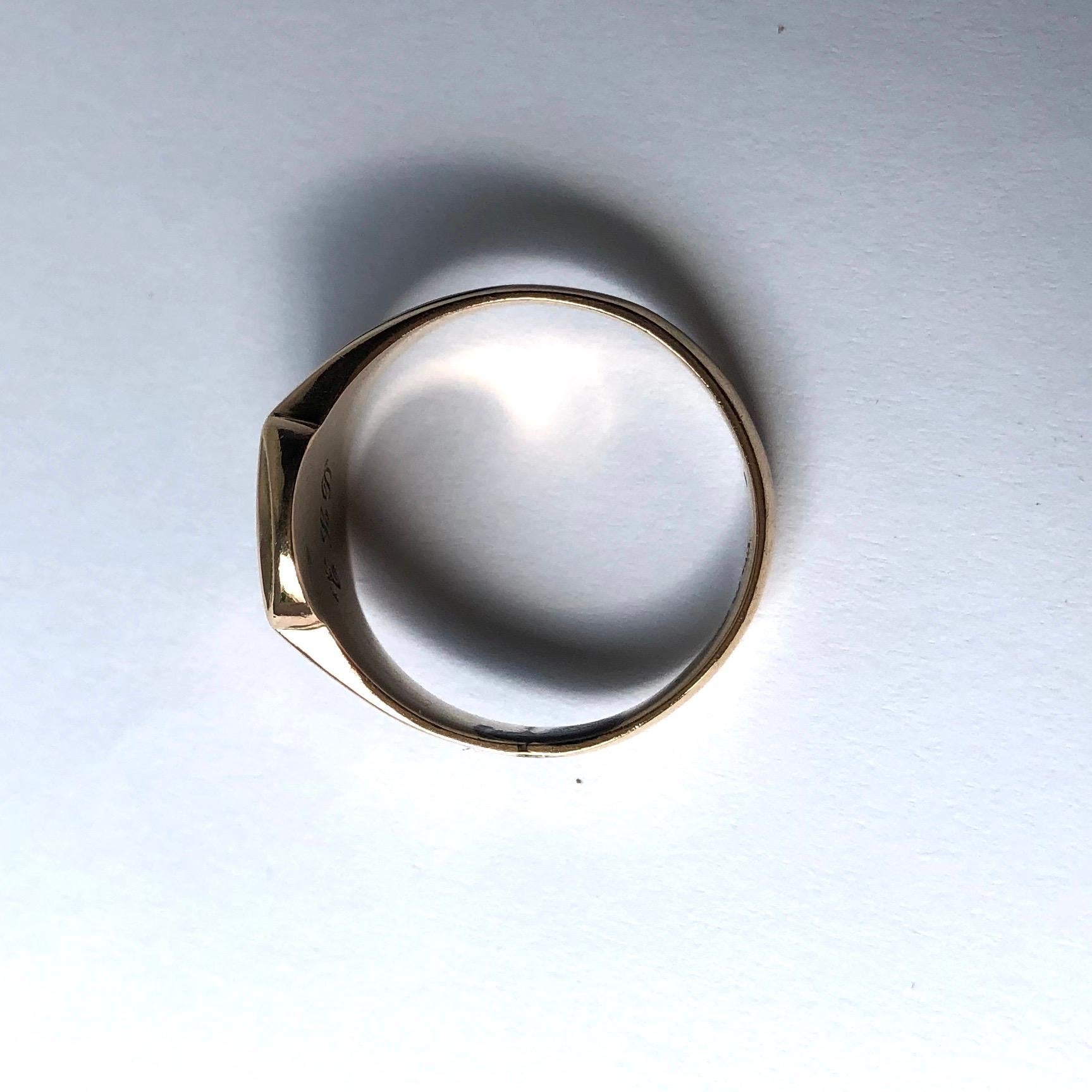 Modern Vintage 9 Carat Gold Initial Signet Ring