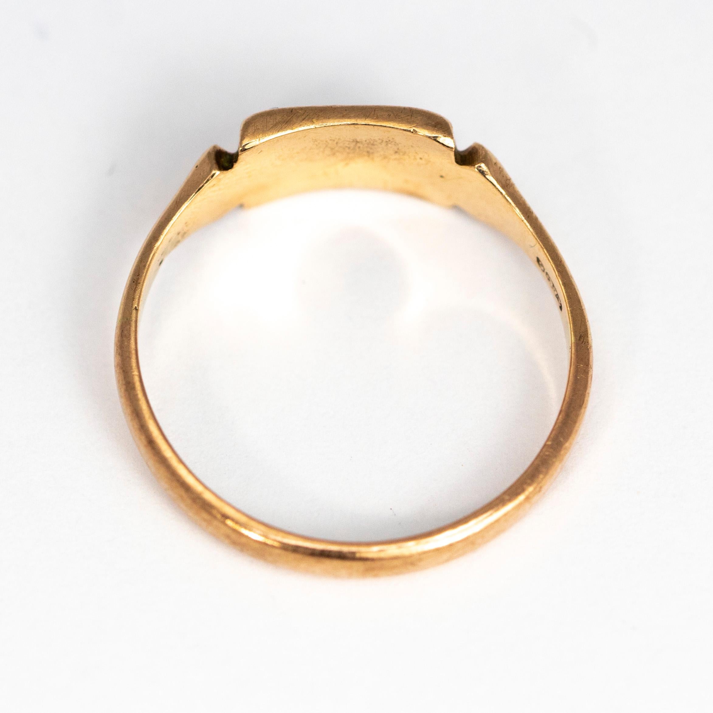 Women's or Men's Vintage 9 Carat Gold Initial Signet Ring