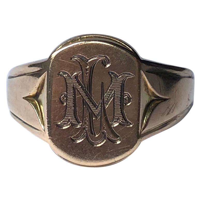 Vintage 9 Carat Gold Initial Signet Ring